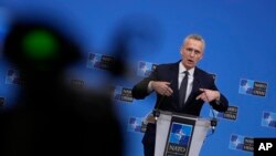 Sekretari i Përgjithshëm i NATO-s, Jens Stoltenberg, gjatë një konference për media më 14 shkurt 2024. 