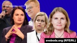 Прапанова Сяргея Ціханоўскага аб'яднаць апазыцыю. Вераніка Цапкала, Сьвятлана Ціханоўская, Віктар Бабарыка, Мікола Статкевіч. Вядучая Ганна Соўсь. Ілюстрацыйны калаж  