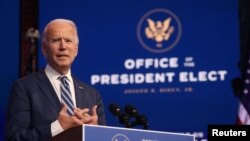 Joe Biden, az Egyesült Államok megválasztott elnöke 2020. noveber 10-én.