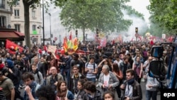 Protestul unui sindicat la Paris, 26 mai 2016