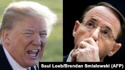 U.S. President Donald Trump and Deputy Attorney General Rod Rosenstein