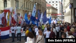 Sindikati dolaze na Trg bana Jelačića, 1. svibanj 2013.