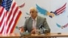 U.S. Special Representative for Afghanistan Reconciliation Zalmay Khalilzad talks to the media in Nur-Sultan last month.