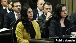 Armenia - Human rights ombudswoman Anahit Manasian (left) and Prosecutor-General Anna Vardapetian attend a cabinet meeting in Yerevan, January 16, 2025.