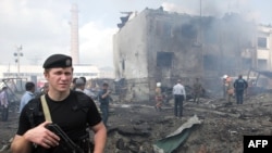 Здание РОВД в Назрани после взрыва почти полностью разрушено