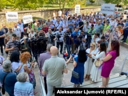 Sa protesta Sindikata prosvjete u Podgorici, 7.jul 2025.
