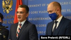 Minister of Justice Vladimir Leposavic (left) and Deputy Prime Minister Dritan Abazovic in Podgorica late last year.