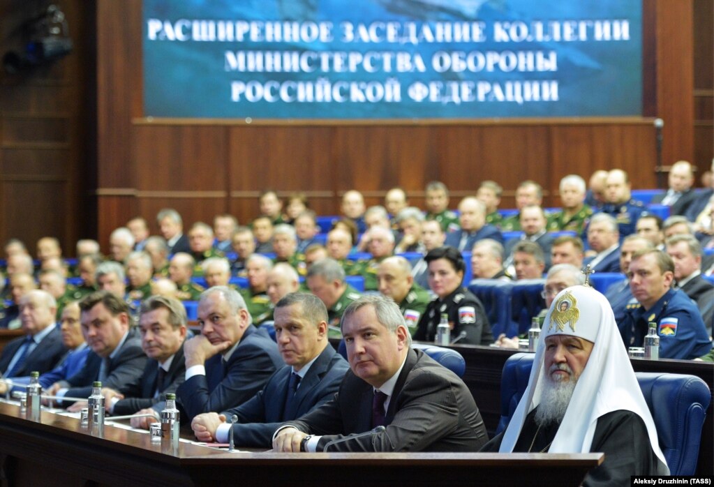 Московський патріарх Кирило на засіданні колегії Міністерства оборони Росії. Москва, 11 грудня 2015 року