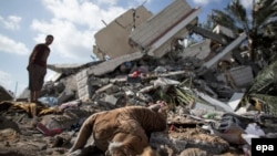 Палестинець стоїть на місці зруйнованого в результаті авіаудару будинку в Смузі Гази, 15 липня 2014 року
