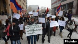 Armenia - A demonstration in support of Shant Harutiunian and other arrested anti-government activists, Yerevan, 10Jan2014.