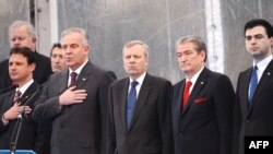 Sa ceremonije obilježavanja prijema Hrvatske i Albanije u NATO, 7. travnja 2009. 