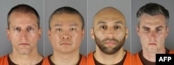 Cei patru polițiști reținuți la Minneapolis după uciderea lui George Floyd: Derek Chauvin, Tou Thao, J. Alexander Kueng șiThomas Kiernan Lane.