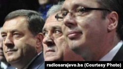 Milorad Dodik (L), Tomislav Nikolić (C) i Aleksandar Vučić