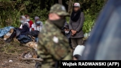 Migrants believed to be from Afghanistan on the Poland-Belarus border on August 20. (file photo)