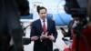 US Secretary of State Marco Rubio speaks to the press following a G7 foreign ministers' meeting before his departure from Le Bourget, in the Paris suburbs.