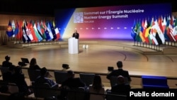 France - Armenian Prime Minister Nikol Pashinian addresses the Nuclear Energy Summit in Paris, March 10, 2026. 