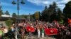 Ispred Cetinjskog manastira obilježena četvrta godišnjica demonstracija zbog ustoličenja mitropolita Srpske pravoslavne crkve Joanikija, koje su završene intervencijom policije 