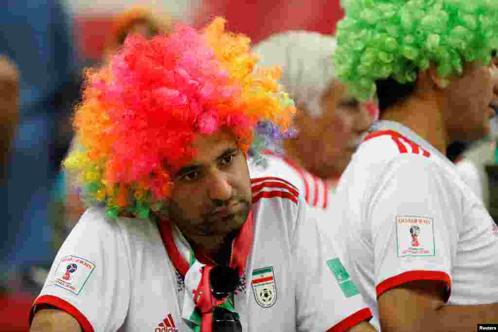 Soccer Football - World Cup - Group B - Iran vs Spain - Kazan Arena, Kazan, Russia - June 20, 2018 Iran fan looks dejected after the match REUTERS/Toru Hanai