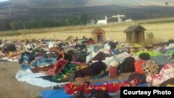 Yazidi refugees on the border between Bulgaria and Turkey on July 1, 2015. 