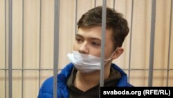 Мікіта Залатароў падчас суду, 22 лютага 2021 году.