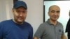 Activists Talghat Ayan (left) and Maks Boqaev in Atyrau in October 2016