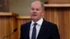 German Chancellor Olaf Scholz speaks at Charles University in Prague on August 29.