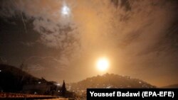 Syrian air defenses intercept Israeli missiles targeting an area in Damascus, January 21, 2019. File Photo