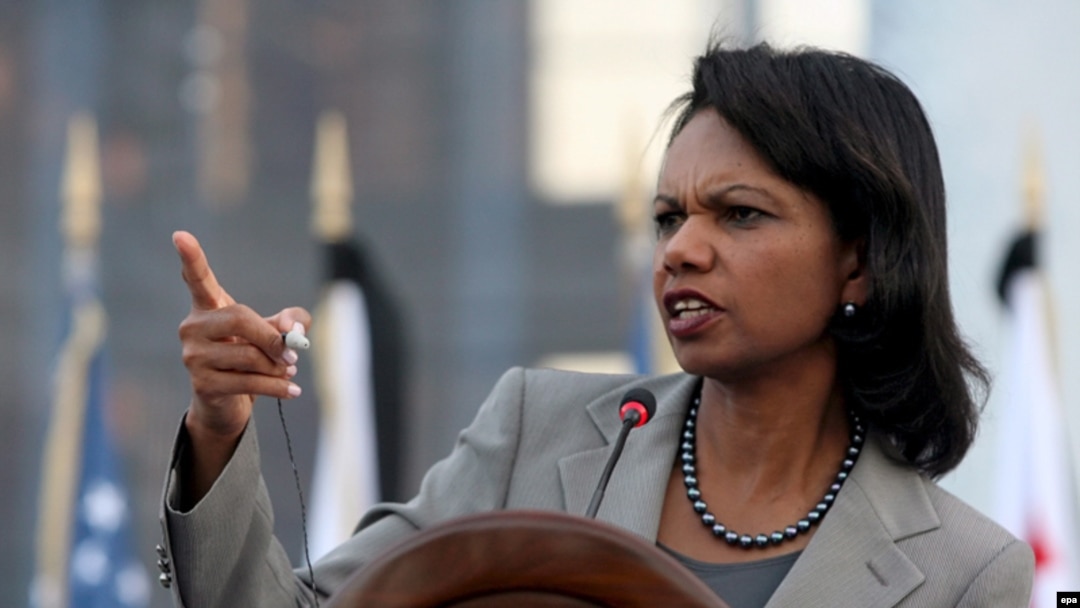 U.S. Secretary of State Condoleezza Rice in Tbilisi on August 15