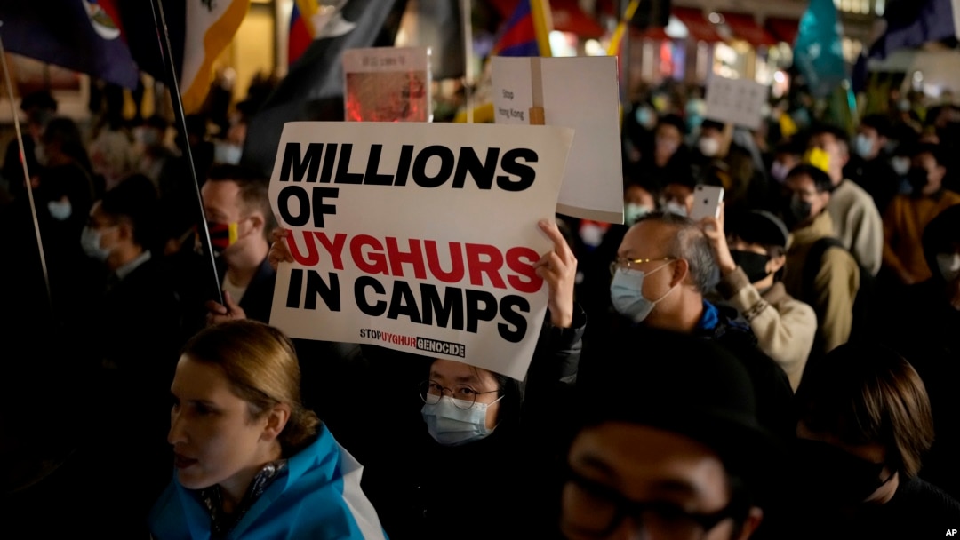 A protest in support of Uyghurs in Xinjiang that took place in London on October 1.
