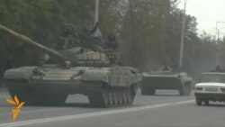 Tank Column Flies Separatist Flag Near Donetsk