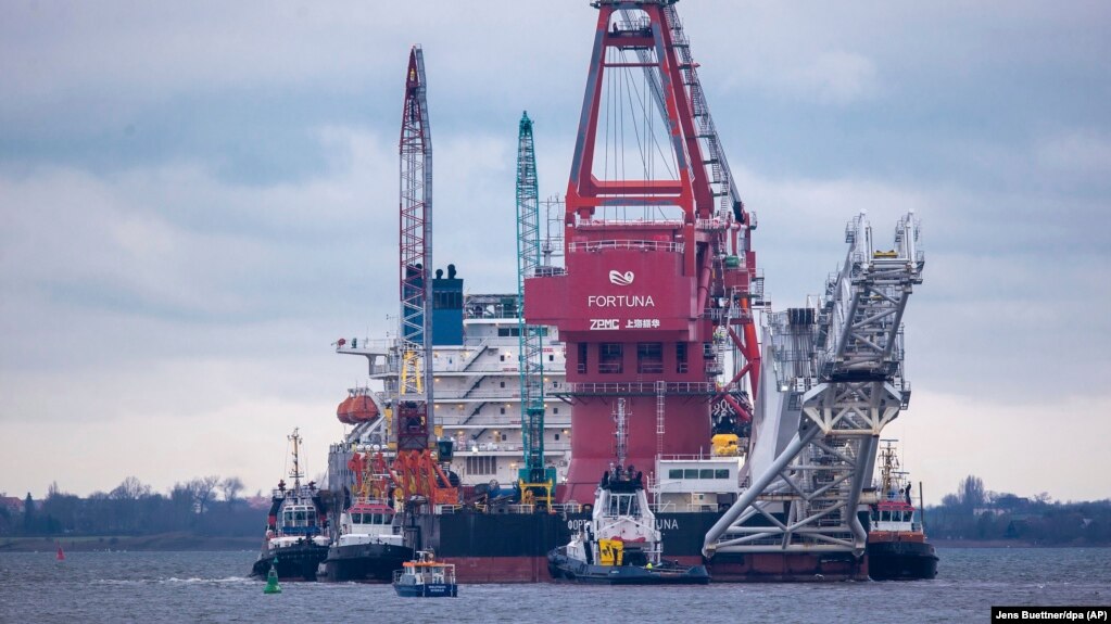 "Фортуна", судно-трубопрокладчик, в порту Висмар, январь 2021 года