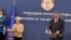 Belgrade, Serbia-- The European Commission President Ursula von der Leyen with Serbian President Aleksandar Vucic, October 15 2025