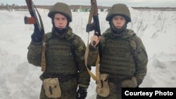 Russian conscripts Konstantin (right) and Dmitry Reshka, 20, were called up in November 2023 for military service, but the twin brothers had no intention of serving for longer than the required year.