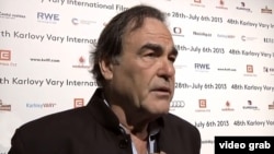 U.S. film director Oliver Stone speaks to Radio Farda during the Karlovy Vary film festival.