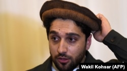 Ahmad Masud speaks at a press conference in Kabul on February 27.