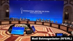 Участники встречи по ситуации в Сирии. Астана, 16 марта 2018 года.