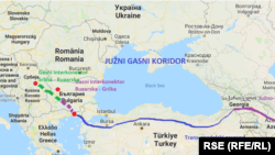 Mapa RFE/RL Južni gasni koridor