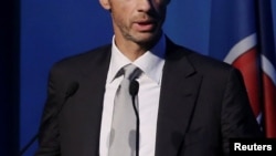 Александер Чеферин, президент Союза европейских футбольных ассоциаций (УЕФА). Афины, 14 сентября 2016 года.