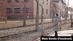 Președinta Maia Sandu în vizită la Auschwitz, cu ocazia celei de-a 80-a aniversări a eliberării lagărului nazist, în ianuarie 2025.