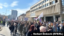 Kolona demonstranata u Novom Sadu, 7. mart 2025.