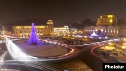 Armenia -- Republic Square in Yerevan decorated with a Christmas treet, December 19, 2016.