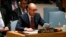 Ukraine Prime Minister Arseniy Yatsenyuk speaks at the UN Security Council.
