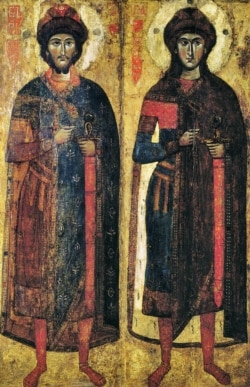 Ікона святих Бориса і Гліба, Київська національна картинна галерея. Ікону науковці датують 13-м століттям
