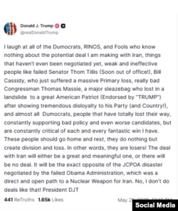 US President Donald Trump, Truth Social Post, May 25, 2026