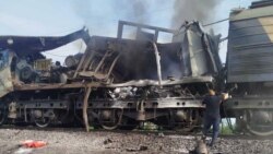 Вщент розбитий російським дроном локомотив в Дніпропетровській області. 14 липня 2026 року