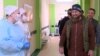 Chechen leader Ramzan Kadyrov visits a hospital for suspected coronavirus patients in Grozny on April 20. He has threatened critics in the media.