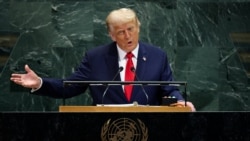 Трамп БҰҰ Бас ассамблеясының 80-сессиясында сөйлеп тұр. 23 қыркүйек 2025 жыл.