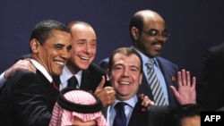 Participants of the G20 summit pose in London on April 2.