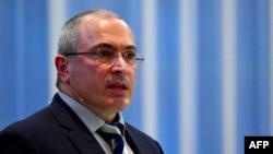 Mikhail Khodorkovsky, head of the Open Russia movement and the former oil tycoon who served 10 years in jail after openly opposing President Vladimir Putin, holds a speech at the European School of Management and Technology in Berlin, March 201