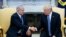U.S. President Donald Trump shakes hands with Israel's Prime Minister Benjamin Netanyahu in the Oval Office of the White House in Washington, March 5, 2018